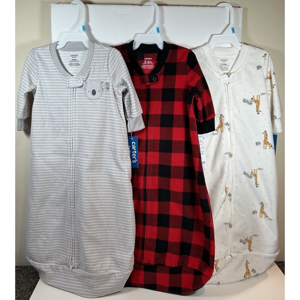 CARTER'S BABY SLEEPSACK  Set of 3 Size 3-6 Months Flannel NEW